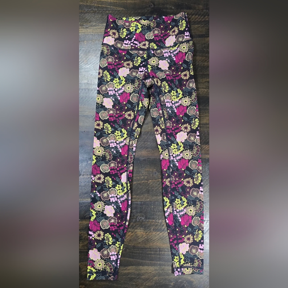 Lululemon Athletica Floral Patterned Leggings - Pink and Yellow